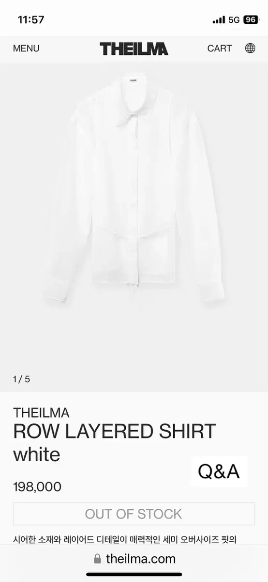 [새상품] THEILMA ROW LAYERED SHIRT white